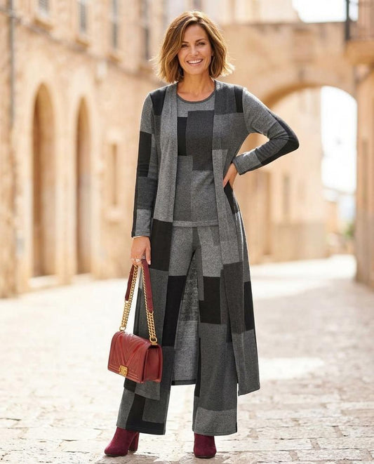 Marvis Mode - Arvin | Geblockt Lang Cardigan Damen
