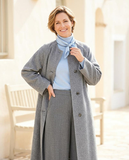 Marvis Mode - Semir | Kragenloser Weit geschnittener Mantel Damen