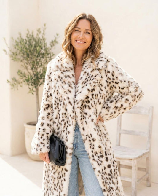 Marvis Mode - Yoram | Gefleckter Langer Mantel Damen