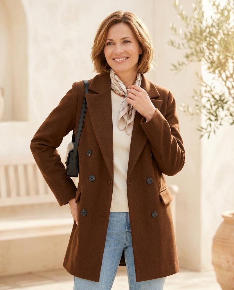 Marvis Mode - Lonor | Zweireihiger Langer Mantel Damen