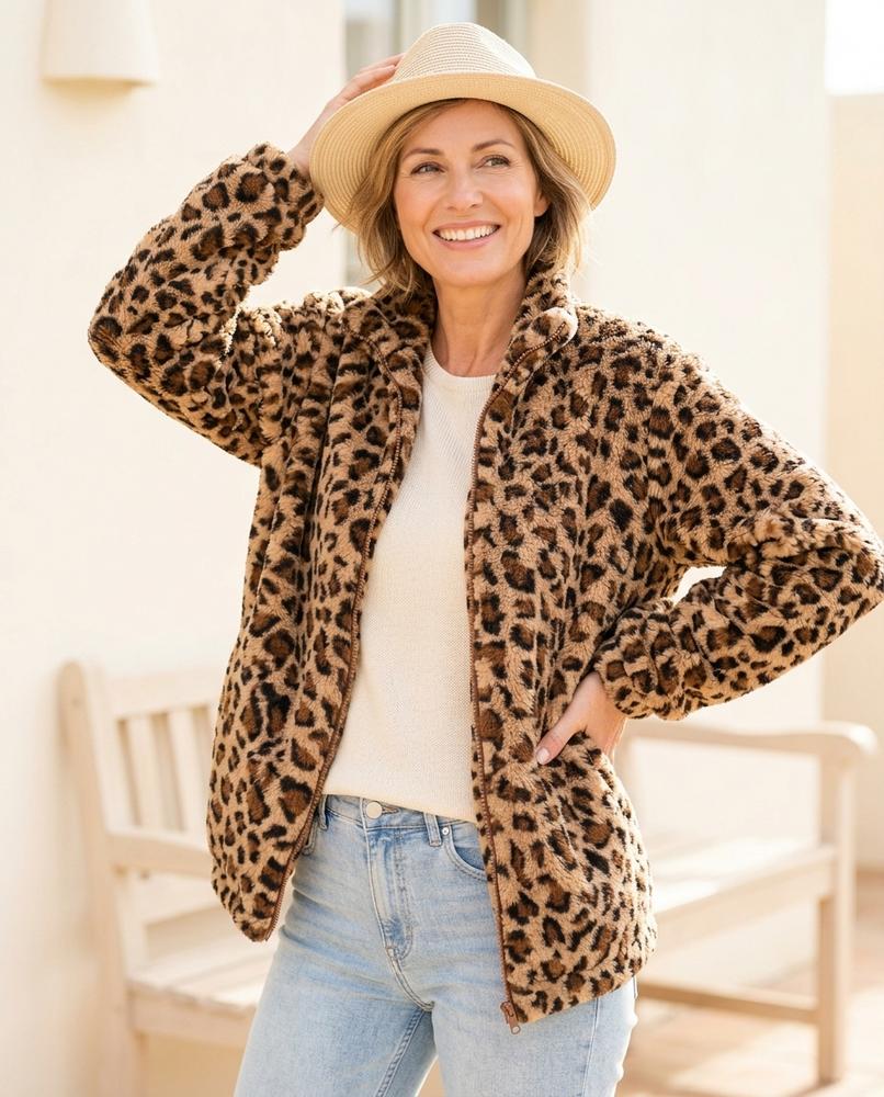 Marvis Mode - Vesel | Gemusterte Plüsch Jacke Damen