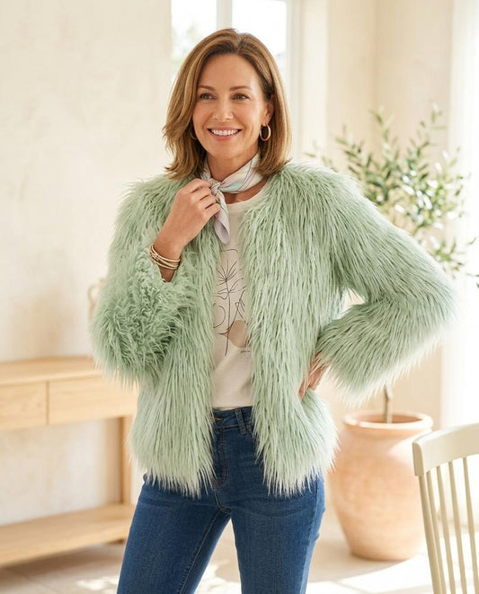 Marvis Mode - Mivin | Zottelige Kragenlose Jacke Damen