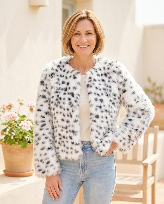 Marvis Mode - Yovel | Gemusterte Plüsch Jacke Damen