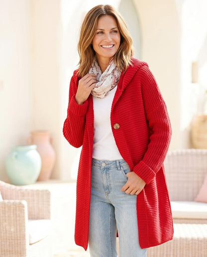 Marvis Mode - Alhal | Langgeschnittene Gerippte Strickjacke Damen