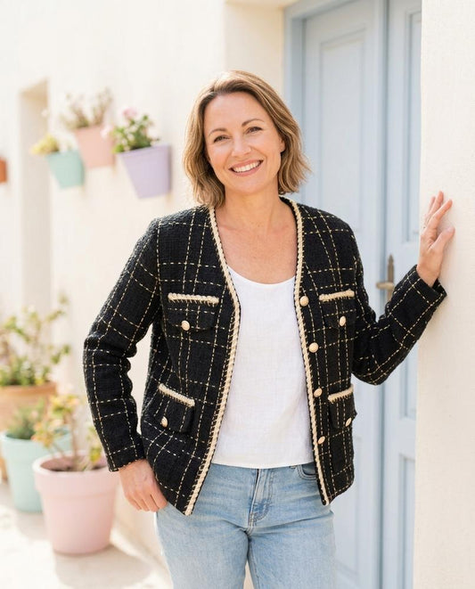 Marvis Mode - Nemon | Kariert Paspeliert Jacke Damen
