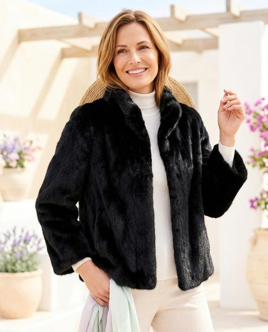 Marvis Mode - Rolom | Stehkragen Webpelz Jacke Damen