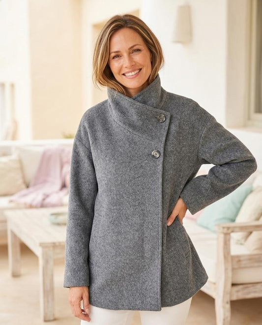 Marvis Mode - Kesol | Ausgestellter Asymmetrischer Mantel Damen