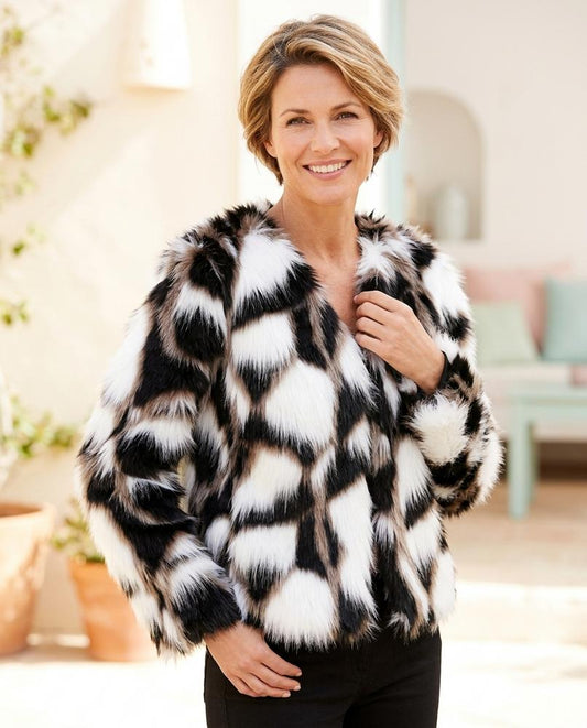 Marvis Mode - Kemor | Gemustert Verschlusslos Jacke Damen