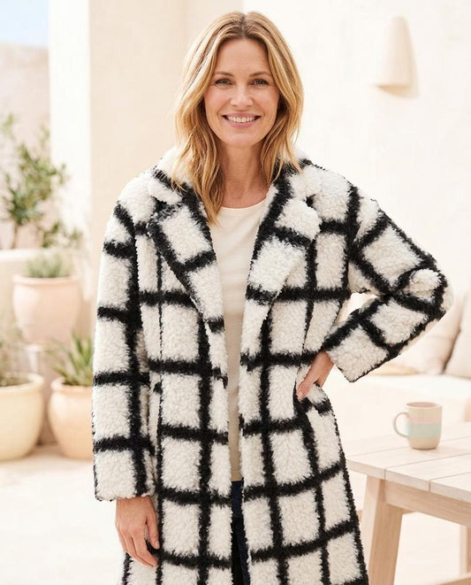 Marvis Mode - Zemer | Gefütterter Karierter Mantel Damen