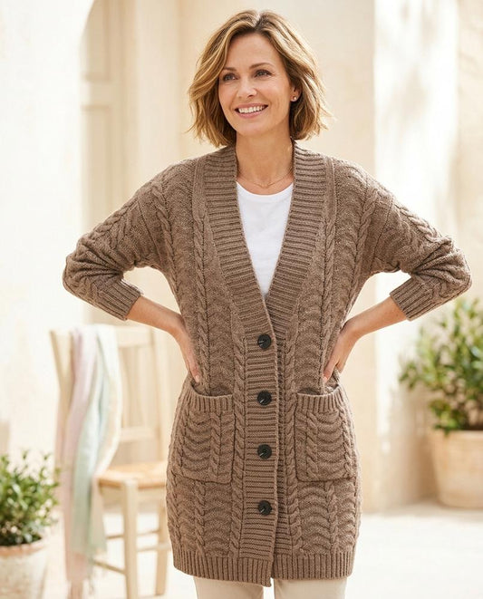 Marvis Mode - Lotor | Grobgestrickt Geknöpft Strickjacke Damen