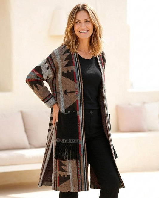 Marvis Mode - Nepos | Gemustert Langärmlig Cardigan Damen