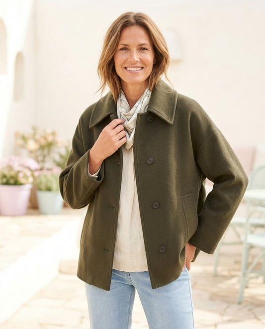 Marvis Mode - Nufar | Geknöpfter woll Mantel Damen