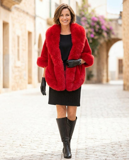 Marvis Mode - Rupet | Großkragig Flauschig Mantel Damen