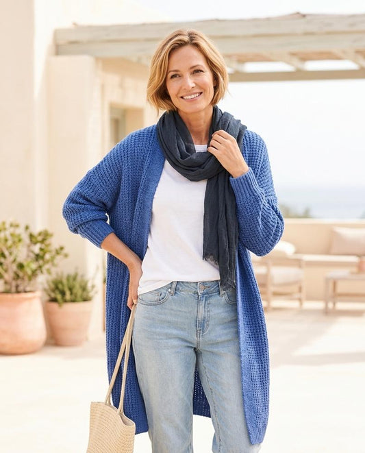 Marvis Mode - Momen | Langgeschnittener Grobgestrickter Cardigan Damen