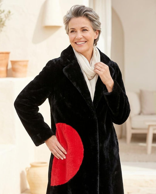 Marvis Mode - Mesin | Zweifarbiger Langer Mantel Damen