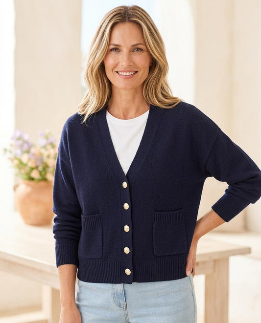 Marvis Mode - Lihot | Geknöpfte Kurzgeschnittene Strickjacke Damen