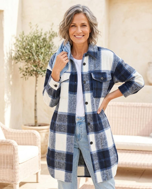Marvis Mode - Kubat | Karierter Langer Mantel Damen