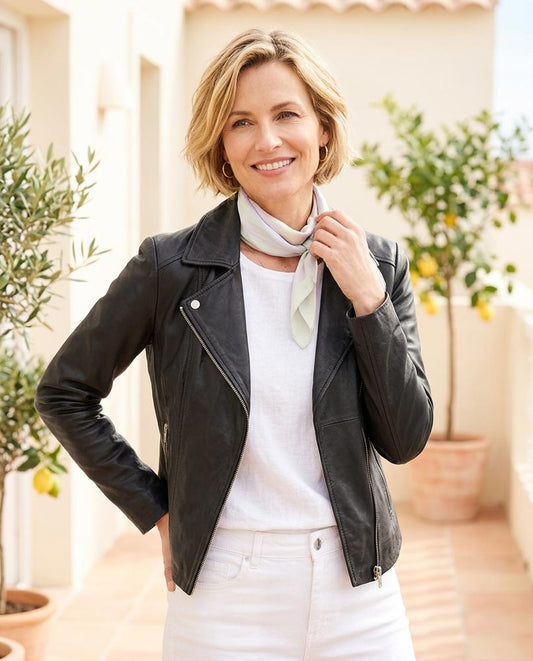 Marvis Mode - Ruwos | Asymmetrische Taillierte Lederjacke Damen
