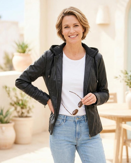 Marvis Mode - Letur | Taillierte Gesteppte Lederjacke Damen
