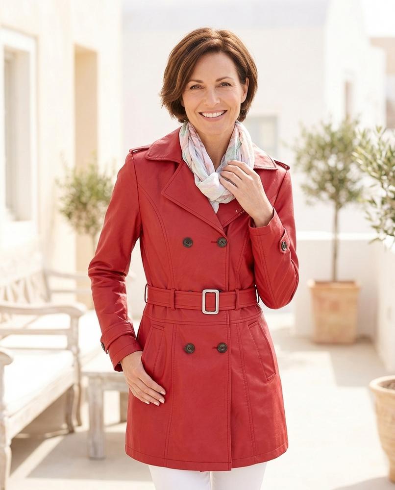 Marvis Mode - Eosed | Taillierter Doppelreihiger Ledermantel Damen