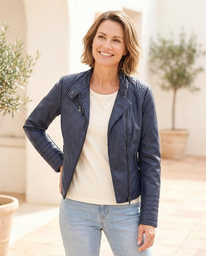Marvis Mode - Mokil | Taillierte Gesteppte Lederjacke Damen