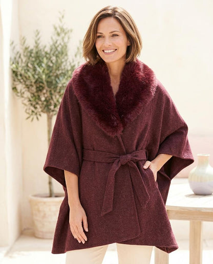 Marvis Mode - Lehis | Gegürteter Fellbesetzter Mantel Damen
