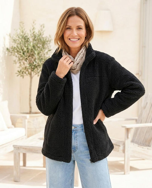Marvis Mode - Temol | Hochgeschlossene Plüschige Jacke Damen