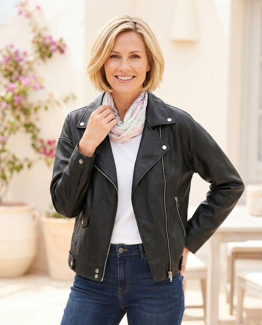 Marvis Mode - Zibun | Asymmetrisch Übergroß Lederjacke Damen