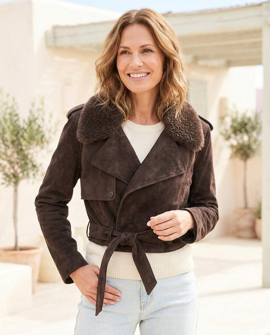 Marvis Mode - Kefom | Wildledern Gewickelt Lederjacke Damen