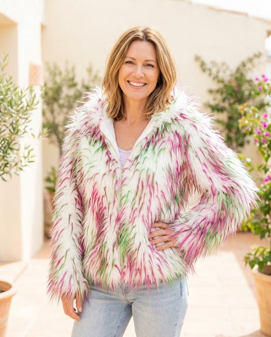 Marvis Mode - Sefot | Langhaarig Mehrfarbig Jacke Damen