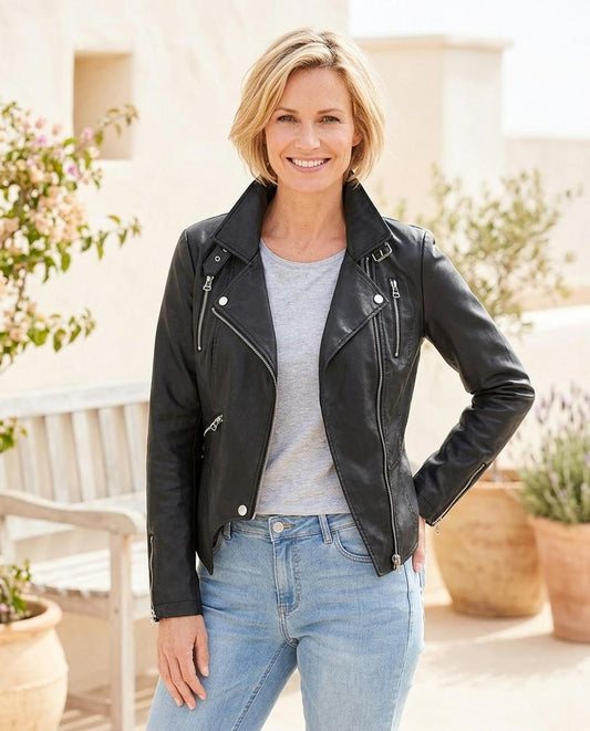 Marvis Mode - Vubot | Tailliert Asymmetrisch Lederjacke Damen