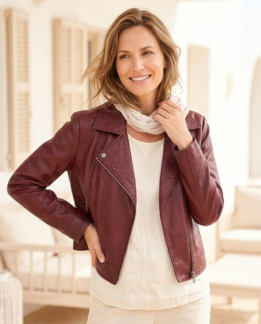Marvis Mode - Vediv | Übergroß Asymmetrisch Lederjacke Damen