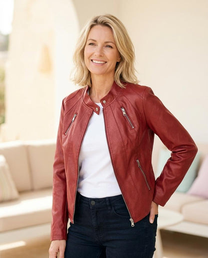 Marvis Mode - Ziget | Taillierte Strukturierte Lederjacke Damen