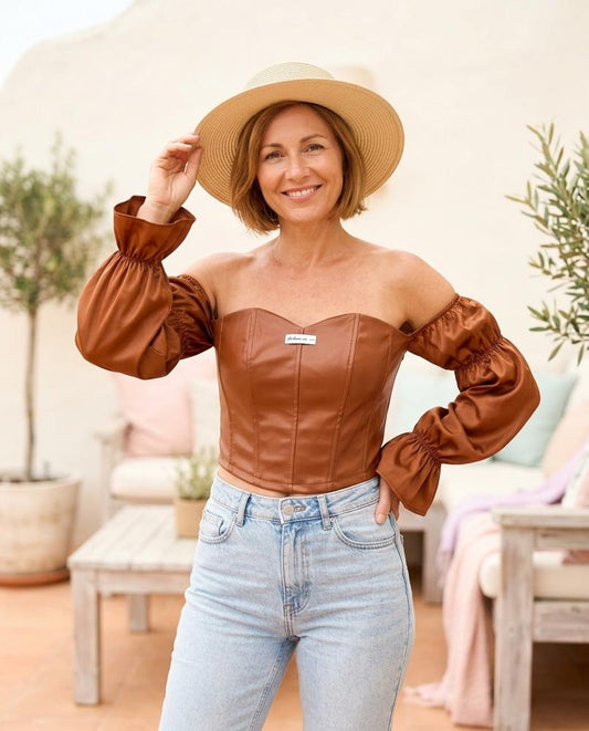 Marvis Mode - Zetak | Schulterfreies Strukturiertes Top Damen
