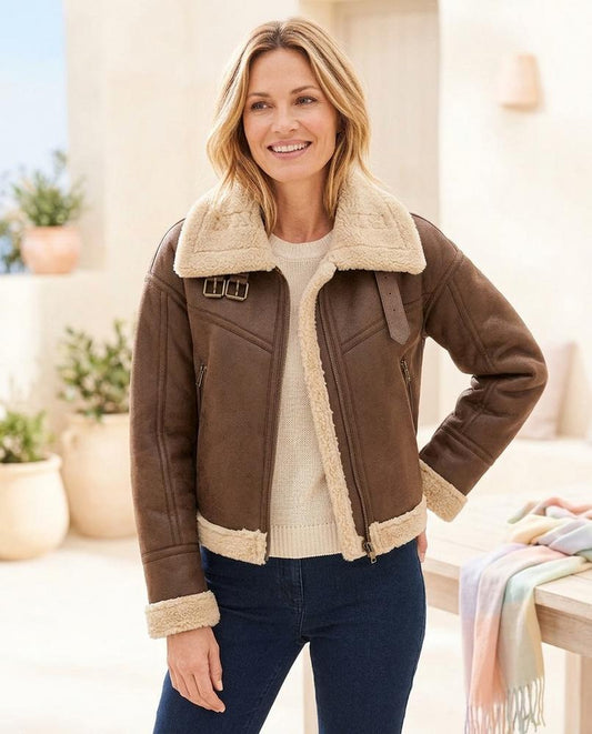 Marvis Mode - Lipos | Gefütterte Kurz Geschnittene Lederjacke Damen